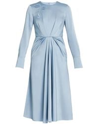 Erdem - Embroidered Draped Long-Sleeved Midi Dress - Lyst
