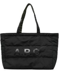 A.P.C. - Gesteppte Tote Bag Mit Logo-Print - Lyst