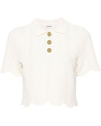 Sandro - Matelassé Cropped Polo Shirt - Lyst