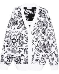 Off-White c/o Virgil Abloh - Off- C/o Virgil Abloh Tattoo Ribbed-trim Cotton-blend Cardigan - Lyst