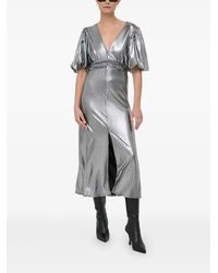 Notes Du Nord - Metallic-Midikleid mit Puffärmeln - Lyst