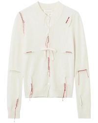 ShuShu/Tong - Bow-Detail Distressed Cardigan - Lyst