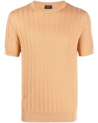 Brioni - Cable-knit Cotton T-shirt - Lyst