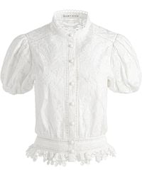 Alice + Olivia - Blusa Loryn con ribete de encaje - Lyst