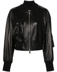 Dondup - Leather Cropped Bomber Jacket - Lyst