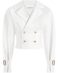 Manière De Voir - Andrea Cropped Double-Breasted Open Back Tie Shirt - Lyst