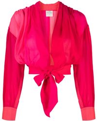 forte_forte - Tie-Fastening Silk Blouse - Lyst
