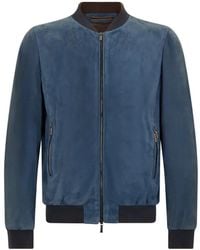 Moorer - Zip Ribbed Leather Jacket - Lyst