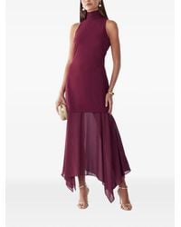 ST MRLO - Oro High-Neck Handkerchief-Hem Midi Dress - Lyst