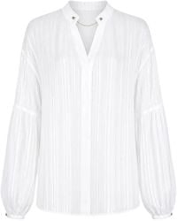 Liu Jo - Plissé-Effect Long-Sleeve Blouse - Lyst