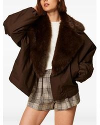 Twinset - Gabardine Jacket With Faux Fur Collar - Lyst