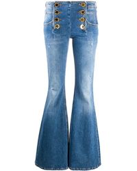 Balmain Ausgeblichene Schlagjeans - Blau