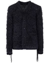 Sacai - Frayed-Hem Button Cardigan - Lyst