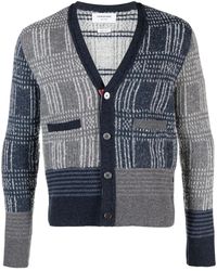 Thom Browne - Pow Check Jacquard V-Neck Cardigan - Lyst