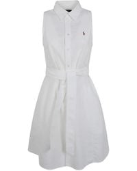 Polo Ralph Lauren - Sleeveless Belted Shirt Mini Dress - Lyst