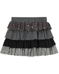 Mini Cream - Star-Print Tiered Mini Skirt - Lyst