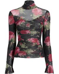 Cinq À Sept - Baroque Roses Lucy Turtleneck Mesh Top - Lyst
