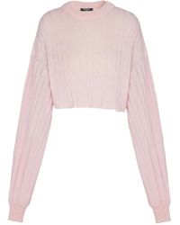 Balmain - Geribbelde Trui Met Lange Mouwen - Lyst