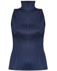 Pleats Please Issey Miyake - Top con pliegues - Lyst