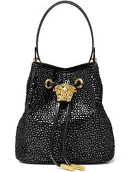 Versace - La Medusa Crystal-Embellished Mini Bucket Bag - Lyst