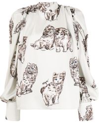 MSGM Blusa con gato estampado - Multicolor