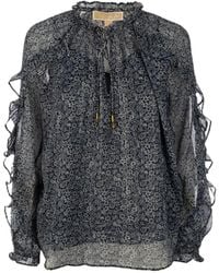 Michael Kors - Ruffled Floral Blouse - Lyst