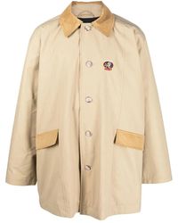 Martine Rose - Corduroy-Trims Buttoned Trench Coat - Lyst