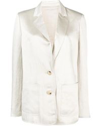 Helmut Lang - Notched-Lapels Satin-Finish Blazer - Lyst