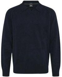 BOSS - Polo-Collar Raglan-Sleeve Sweater - Lyst