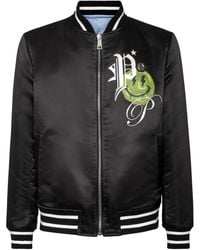 Philipp Plein - Logo-Print Satin-Finish Reversible Bomber Jacket - Lyst