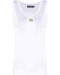 Dolce & Gabbana - Top sin mangas con placa DG - Lyst