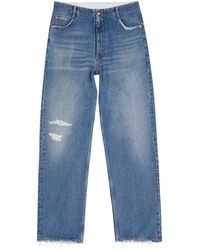 MM6 by Maison Martin Margiela - Ripped-detail Straight-leg Jeans - Lyst