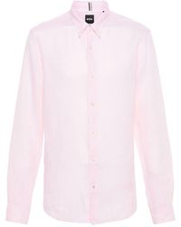 BOSS - Slub-texture Linen Shirt - Lyst