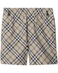 Burberry - Equestrian Knight Check Cotton Shorts - Lyst