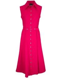 Akris - Belted Sleeveless Midi Dress - Lyst