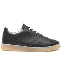 MM6 by Maison Martin Margiela - Panelled Leather Lace-Up Sneakers - Lyst
