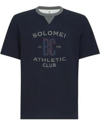 Brunello Cucinelli - Katoenen Jersey T-Shirt Met Ronde Hals En Print - Lyst