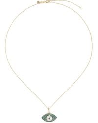 Sydney Evan - 14Kt Puffy Evil Eye Emerald And Diamond Necklace - Lyst