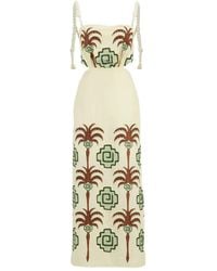 Johanna Ortiz - Tributaries Palm-Tree Embroidered Cut-Out Maxi Dress - Lyst