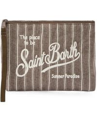 MC2 Saint Barth - Aline Striped Logo-Embroidered Clutch Bag - Lyst