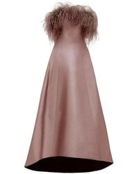Gemy Maalouf - Off-Shoulder Feathers Maxi Dress - Lyst