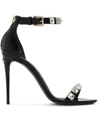 Dolce & Gabbana - 105Mm Rhinestone-Embellished Leather Sandals - Lyst