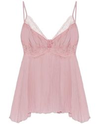 Blumarine - Georgette Lace-Pannels V-Neck Top - Lyst