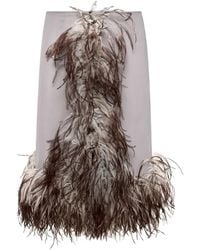 16Arlington - Flora Feather-Trim Midi Skirt - Lyst