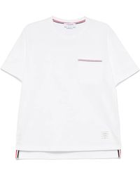 Thom Browne - T-Shirt Over Size A Manica Corta Con Rifinitura Rwb Ricama - Lyst