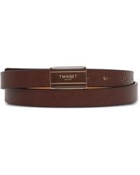 Twinset - Logo-Plaque Faux-Leather Belt - Lyst