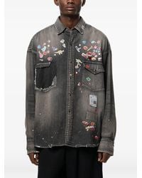 Maison Mihara Yasuhiro - Kids Sticker Printed Denim Shirt - Lyst