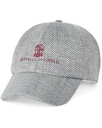 Brunello Cucinelli - Alpaca, Wool And Silk Chevron Baseball Cap With Embroidered-Logo - Lyst