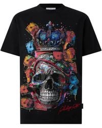 Philipp Plein - Crystal-Embellished Dollar Skull T-Shirt - Lyst