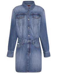 Calvin Klein - Button-Up Denim Mini Dress - Lyst